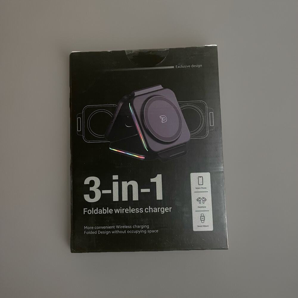 3-in-1 Foldable Wireless Charger Smartphone Earphones Smart Watch